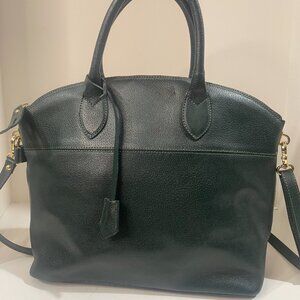 Carol J Olive Green Satchel with Crossbody Strap, Large in Size with Clochette